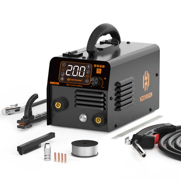 HVM200 MIG Welder 110V Flux Core Welder 3 in 1 Gasless MIG Welder/Lift TIG/Stick Welding Machine Portable IGBT Inverter Automatic Wire Feeding Welder Machine Large LED Display